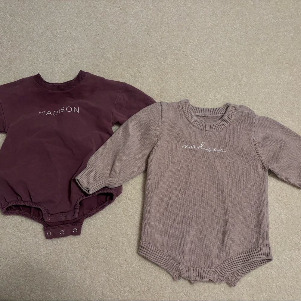 Set of Two Long Sleeve Baby Rompers
